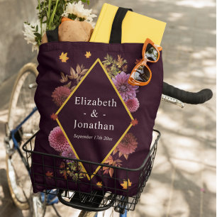 Romantic Autumn Dahlia Wedding Tote Bag
