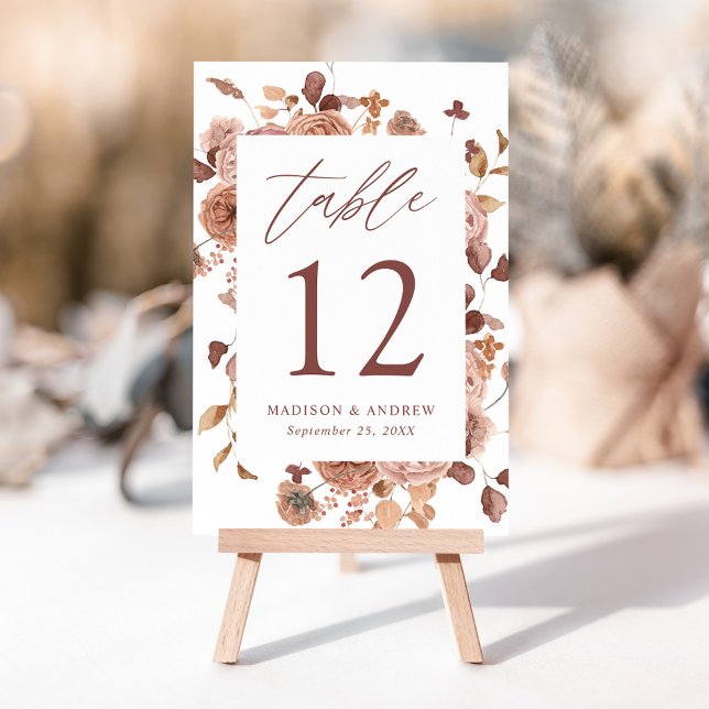 Romantic Autumn Floral Wedding Table Number (Creator Uploaded)