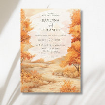 Romantic Autumn Forest Path Leaves Fall Wedding