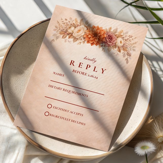 Romantic Autumn Garden Wedding RSVP Card (Creator Uploaded)