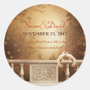 Romantic Autumn Leaves and Columns Wedding Seal