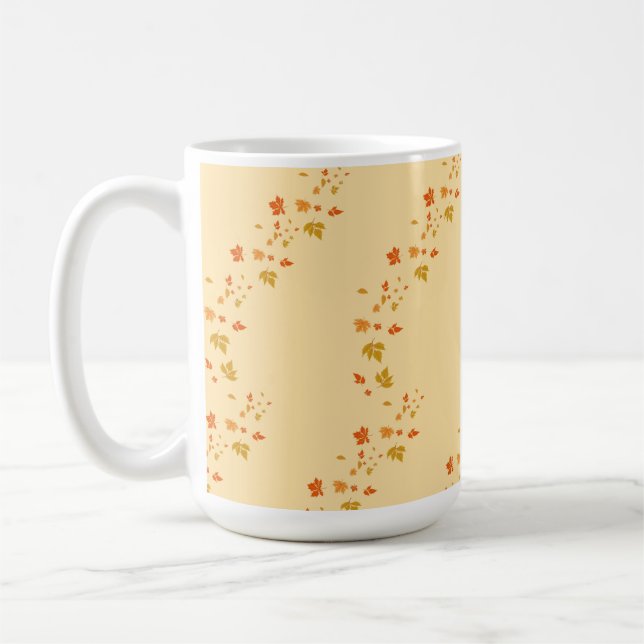 romantic Autumn Leaves ivory Coffee Mug (Left)
