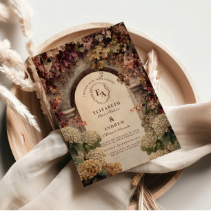 Romantic Autumn Vineyard Archway Wedding Invitation