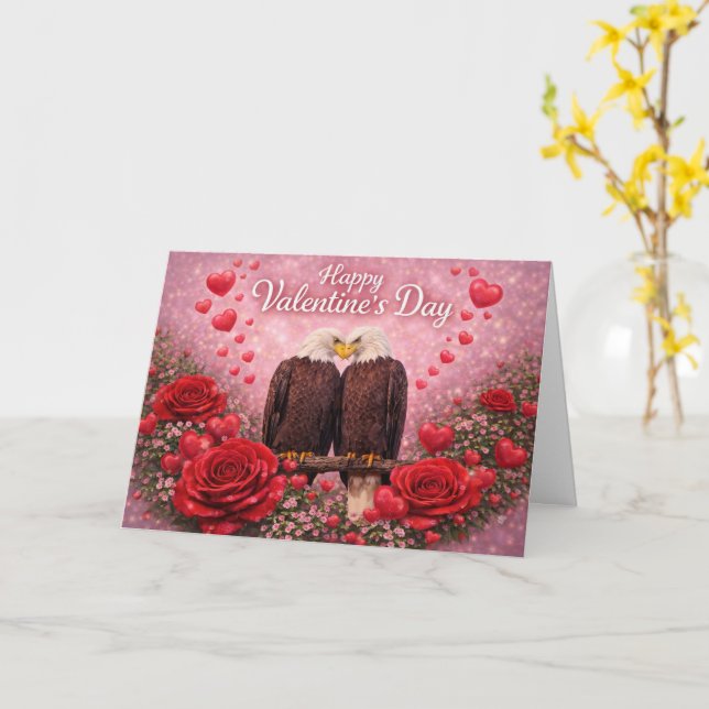 Romantic Bald Eagle Valentine’s Day: Love & Nature Card (Yellow Flower)