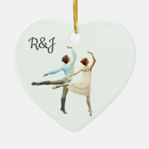 Romantic Ballet Dancers - Your Initials & Text Ceramic Ornament