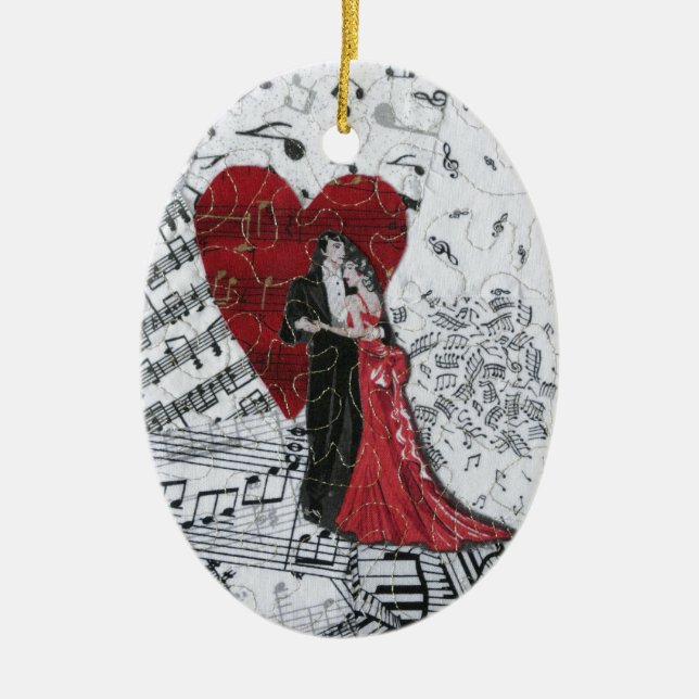 Romantic Ballroom Dancers Ceramic Tree Decoration (Front)