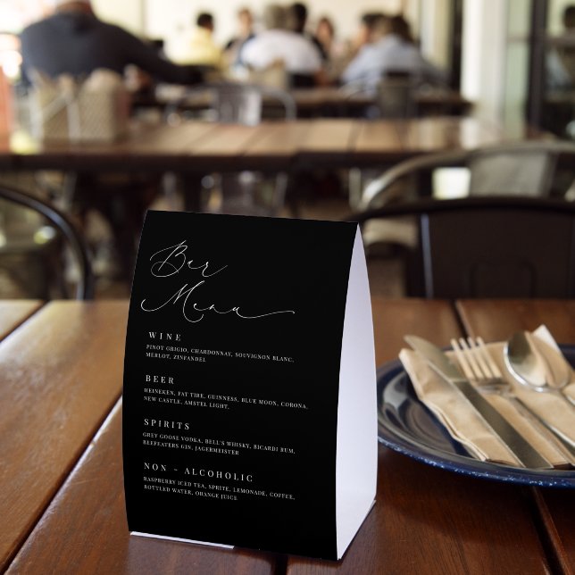 Romantic Bar Menu Paper Table Tent Drinks Sign (Insitu(Restaurant))
