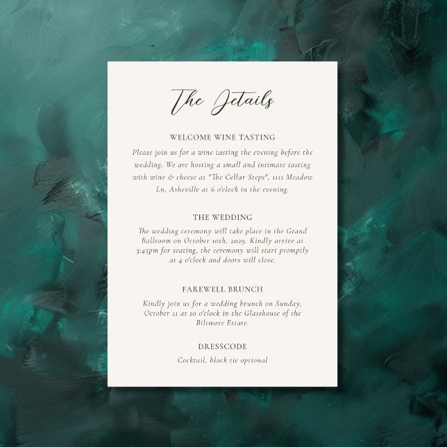Romantic Baroque Floral Painting Wedding Details Enclosure Card (Creator Uploaded)