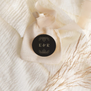 Romantic Baroque Ornate Frame Wedding Classic Round Sticker