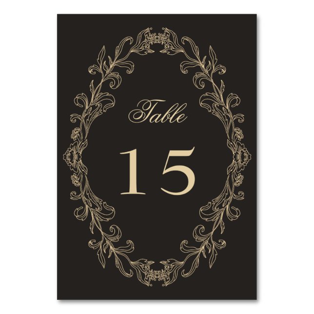 Romantic Baroque Ornate Frame Wedding Table Number (Front)
