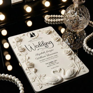 Romantic Baroque Roses & Silhouette Frame Wedding  Invitation