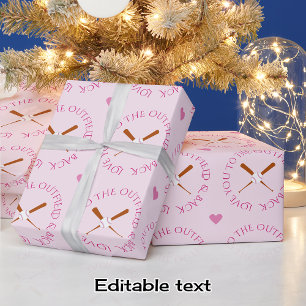 Romantic baseball custom text pink wrapping paper