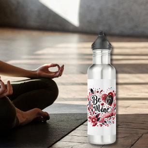 Romantic "Be Mine" Quote Dark Red Heart Bohemian 710 Ml Water Bottle