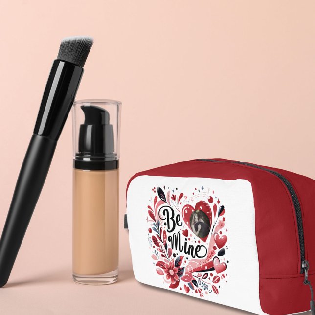 Romantic "Be Mine" Quote Dark Red Heart Bohemian Dopp Kit (Creator Uploaded)