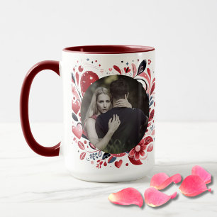 Romantic "Be Mine" Quote Dark Red Heart Bohemian Mug