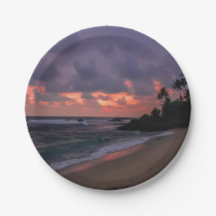 Romantic Beach at Dusk Paper Plate
