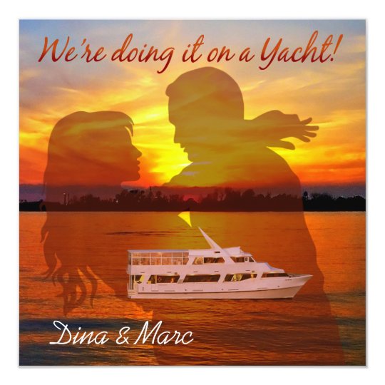 Romantic Beach Couple Nautical Yacht Wedding Card
