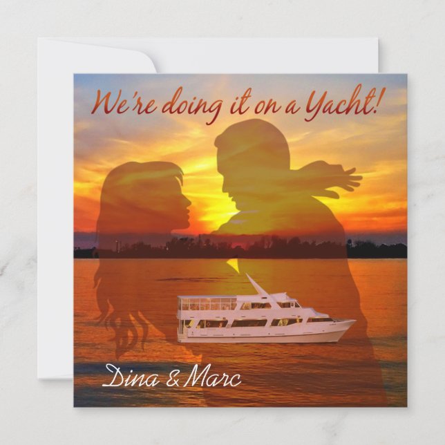 Romantic Beach Couple Nautical Yacht Wedding Invitation (Front)