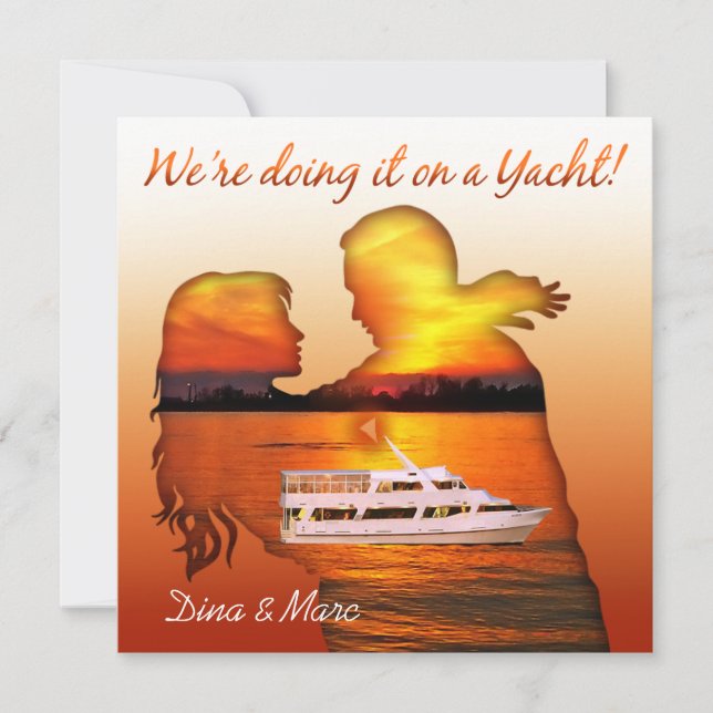 Romantic Beach Couple Nautical Yacht Wedding Invitation (Front)