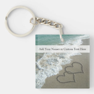 Romantic Beach Hearts Key Ring