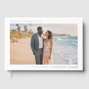 Romantic Beach Minimalist Photo Guest Book