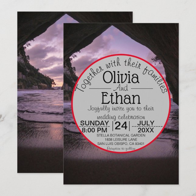 Romantic Beach Nautical Navy Summer Wedding Invitation (Front/Back)