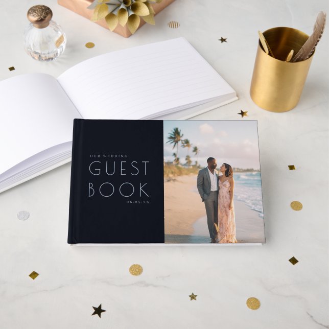 Romantic Beach Photo Guest Book (Front Open)