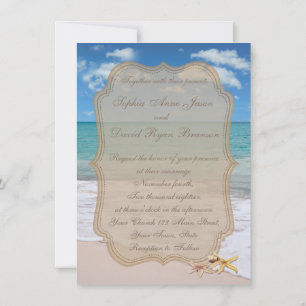 Romantic Beach Starfishes Wedding Invitation