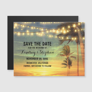 Romantic Beach Sunset Save the Date Magnetic Invitation