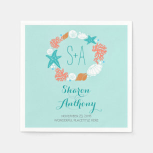 Romantic Beach Treasures Wedding Paper Napkins