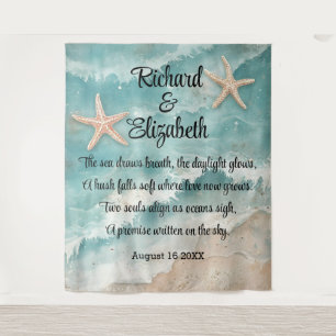 Romantic Beach Wedding Backdrop  Tapestry