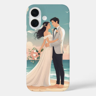 Romantic Beach Wedding – Bride and Groom in Love iPhone 16 Case