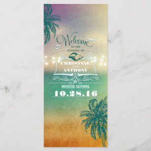 romantic beach wedding programs -sunset lights sea
