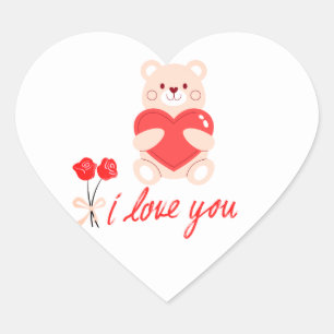 romantic bear heart sticker