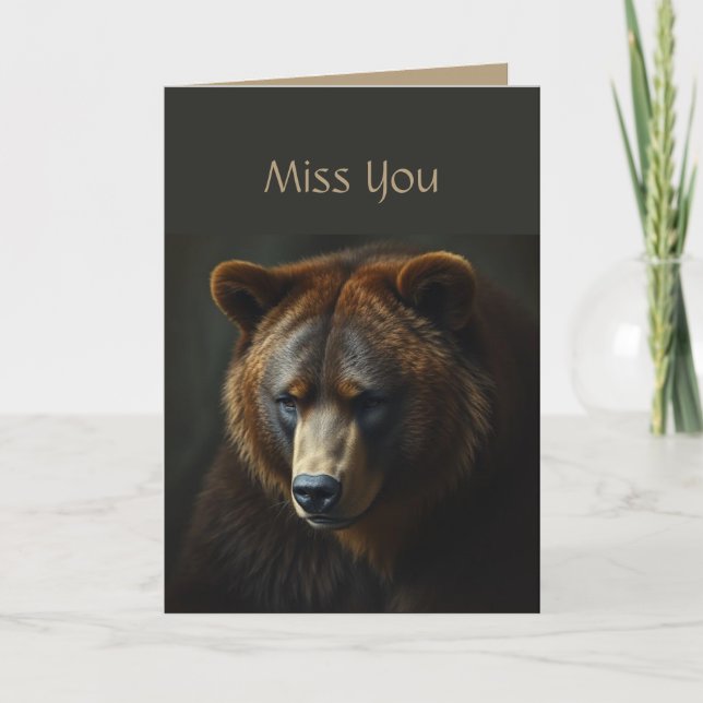Romantic Bear Hug Sad Lonely Fun Humour Miss You Card (Front)