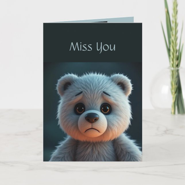 Romantic Bear Hug Sad Lonely Fun Humour Miss You Card (Front)