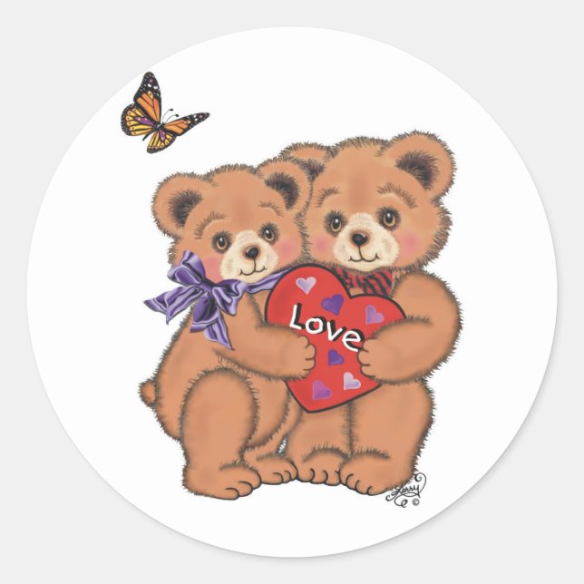 Romantic Bears  Classic Round Sticker (Front)