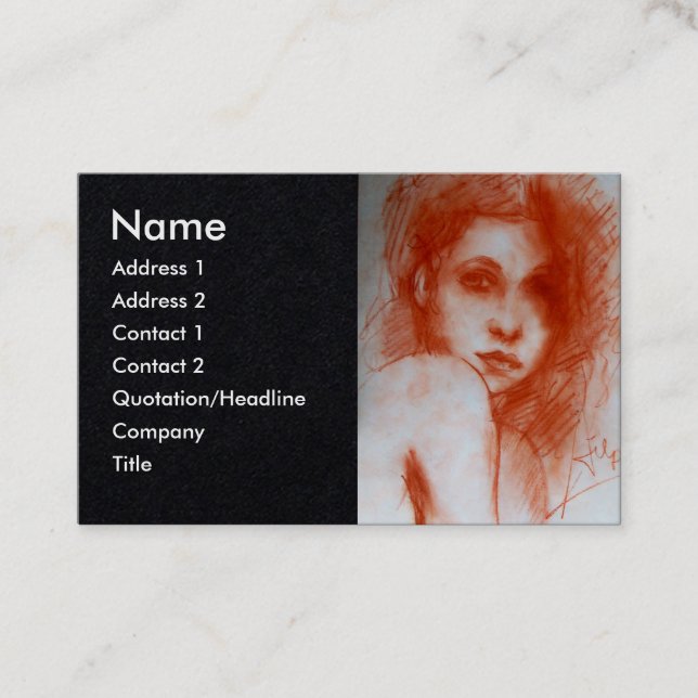 ROMANTIC BEAUTY / Woman Portrait in Sepia Brown Business Card (Front)
