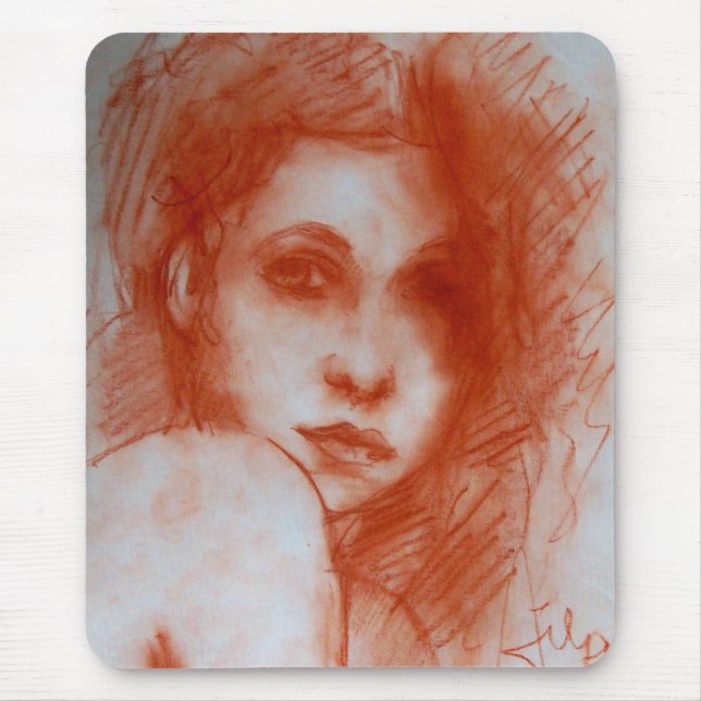 ROMANTIC BEAUTY / Woman Portrait in Sepia Brown Mouse Pad (Front)