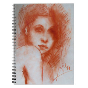 ROMANTIC BEAUTY / Woman Portrait in Sepia Brown Notebook
