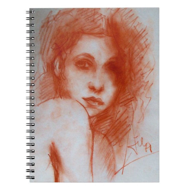 ROMANTIC BEAUTY / Woman Portrait in Sepia Brown Notebook (Front)