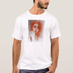 ROMANTIC BEAUTY / Woman Portrait in Sepia Brown T-Shirt