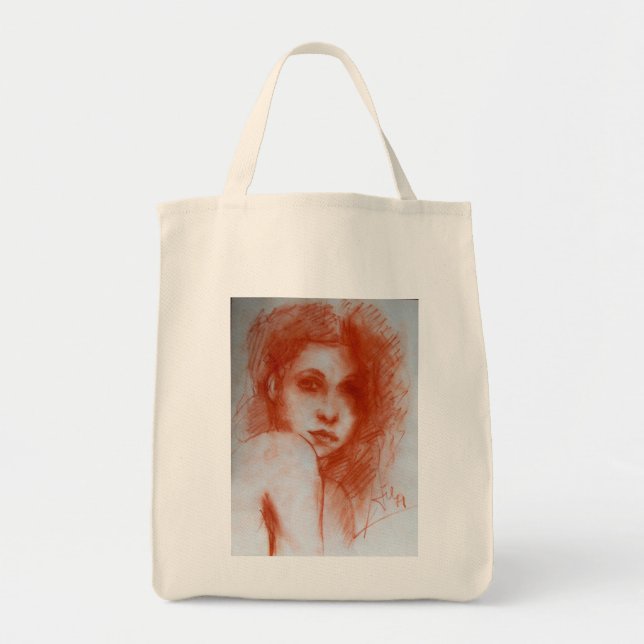 ROMANTIC BEAUTY / Woman Portrait in Sepia Brown Tote Bag (Front)