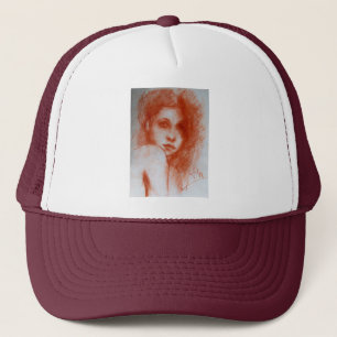 ROMANTIC BEAUTY / Woman Portrait in Sepia Brown Trucker Hat