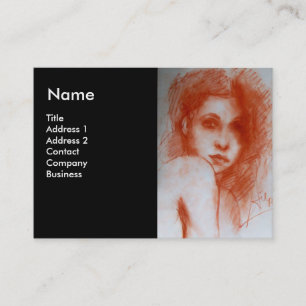 ROMANTIC BEAUTY Woman Portrait, Sepia Brown Black Business Card