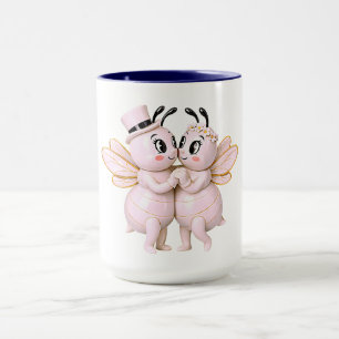 Romantic bee illustration affection Mug