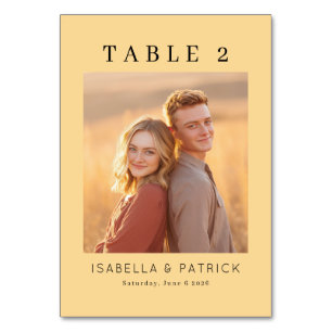 Romantic Beige Classic Photo Table Number