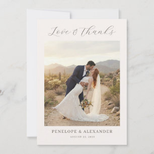 Romantic Beige Elegant Photo Thank You Card