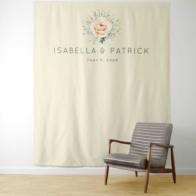 Romantic Beige Floral Elegancy Tapestry (In Situ)