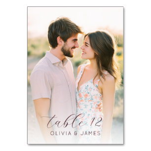 Romantic Beige Floral Photo Table Number